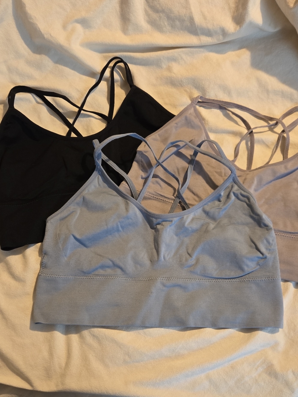 Women’s Seamless Strappy Bralette - Black, Light Blue, Lavender